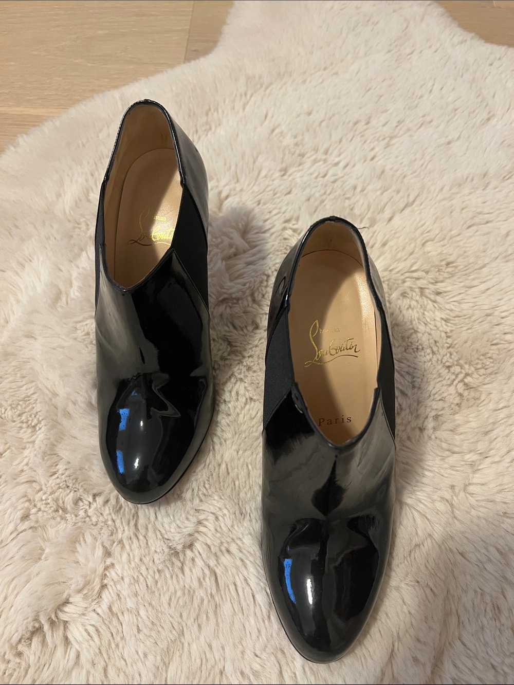 Christian Louboutin Black Patent Leather Ankle Booties